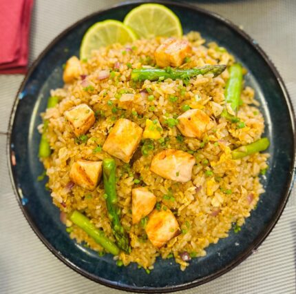 Salmon Asparagus Fried Rice